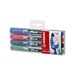 PERMANENT MARKER STABILO MARK-4-ALL, varf rotund, 4 buc/set