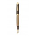STILOU SOUVERAN M800 F, PENITA AUR 18K, ACCESORII PLACATE CU AUR, CORP NEGRU-MARO