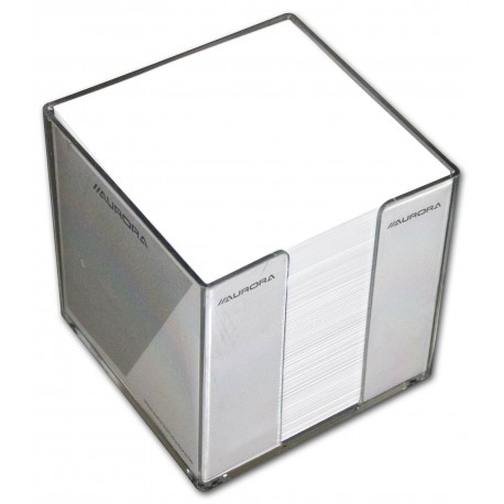 Cub hartie alba 9x9x9cm, cu suport plastic, AURORA