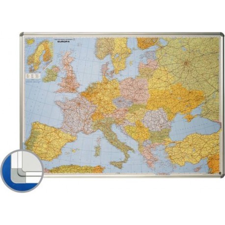 Harta Europei (rutiera+administrativa) 85 x 125 cm, profil aluminiu SL, SMIT