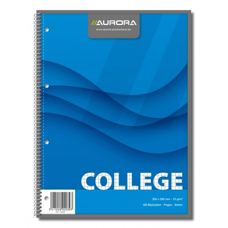 Caiet cu spirala, A4, 80 file - 70g/mp, 4 perforatii, coperti carton, AURORA College - matematica