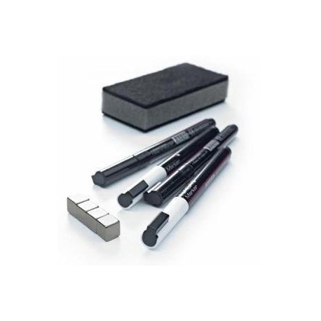 Starter set Basic pentru table din sticla (4 markere, 4 magneti, 1 burete magnetic), SMIT