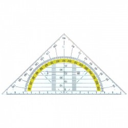 Echer 16 cm, cu raportor 180 grade, plastic transparent, ALCO