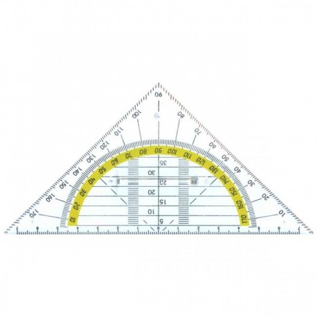 Echer 16 cm, cu raportor 180 grade, plastic transparent, ALCO