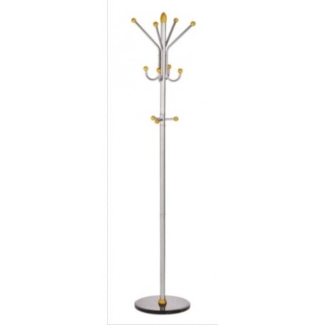 Cuier metalic argintiu cu accesorii din lemn, 185/40cm, ALCO