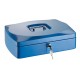 Caseta (cutie) metalica pentru bani, 330 x 235 x 90 mm, tavita monezi, ALCO - albastra