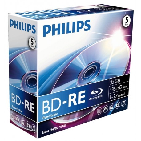 Blu-Ray disk Rewritable, 25GB, 2x, Jewelcase, PHILIPS