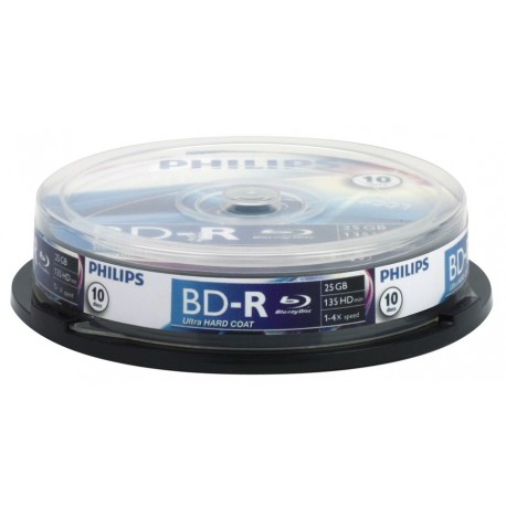 Blu-Ray disk Recordable, 25GB, 6x, 10 buc/Cakebox, PHILIPS