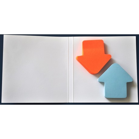 Notes autoadeziv ( 2 set x 100 file ) forma sageata bleu-orange 70 x 70 mm pe suport carton