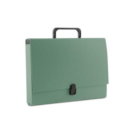 Servieta din carton plastifiat PP, cu inchidere si maner, DONAU - verde