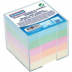 Cub hartie cu suport plastic, 92x92x82mm, DONAU - hartie culori pastel asortate