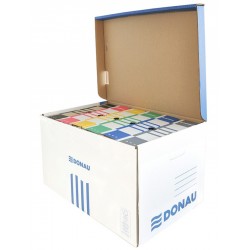Container de arhivare cu capac deschidere superioara, carton 490gsm, DONAU - albastru/alb