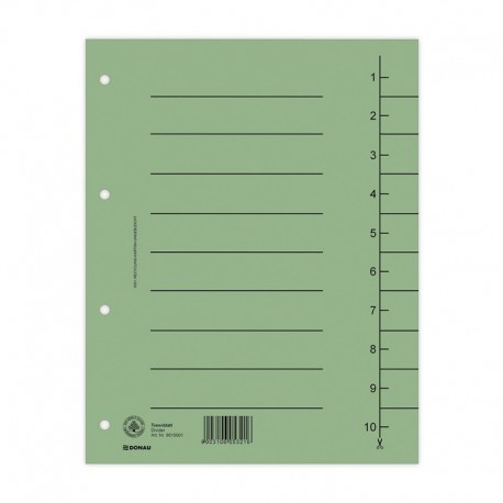 Separatoare carton manila 250g/mp, 300 x 240mm, 100/set, DONAU - verde