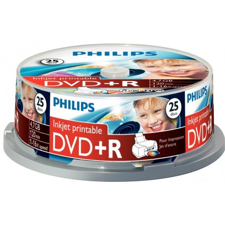 DVD+R 4.7GB (25 buc. Spindle, 16x), printabil, PHILIPS
