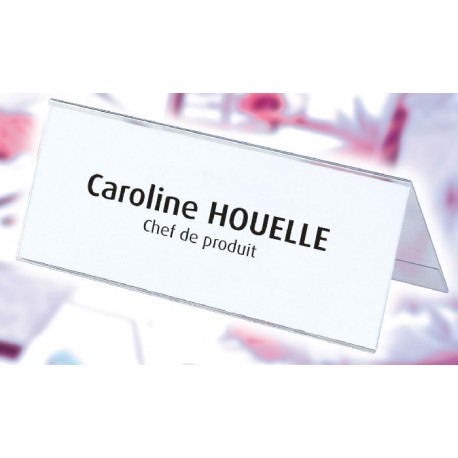 Display nume, pentru birou, 60 x 250 mm, Elba - plastic transparent