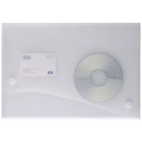 Mapa plastic cu capse, buzunar pentru CD si carte de vizita, ELBA Tahiti - transparent mat