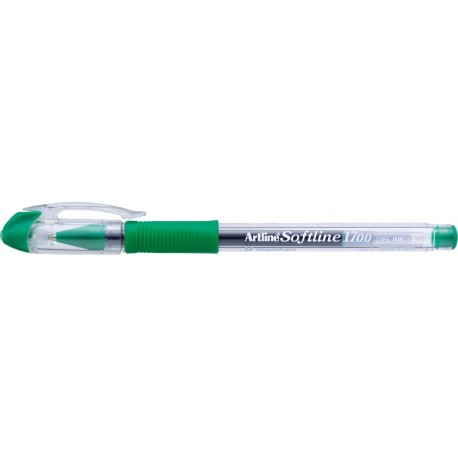 Pix cu gel ARTLINE Softline 1700, rubber grip, varf 0.7mm - verde