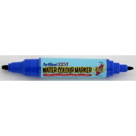 Watercolor marker ARTLINE 325T, doua capete - varf rotund 2.0mm/tesit 5.0mm - albastru
