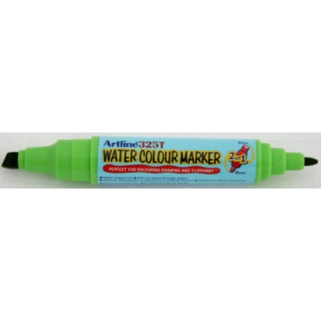 Watercolor marker ARTLINE 325T, doua capete - varf rotund 2.0mm/tesit 5.0mm - vernil