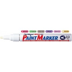 Marker cu vopsea ARTLINE 400XF, corp metalic, varf rotund 2.3mm - alb