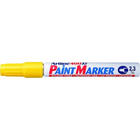 Marker cu vopsea ARTLINE 400XF, corp metalic, varf rotund 2.3mm - galben