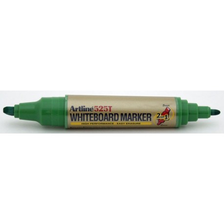 Marker pentru tabla de scris ARTLINE 525T, doua capete - varf rotund 2.0mm/tesit 5.0mm - verde