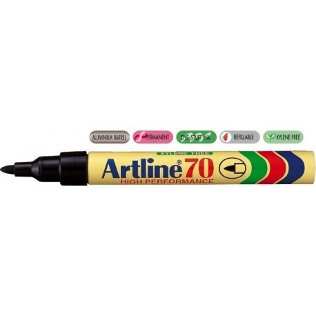 Permanent marker ARTLINE 70, corp metalic, varf rotund 1.5mm - negru