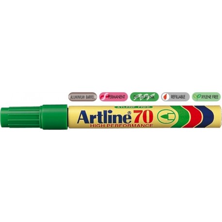 Permanent marker ARTLINE 70, corp metalic, varf rotund 1.5mm - verde