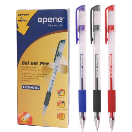 Pix transparent cu gel, rubber grip, varf 0.6mm, EPENE - rosu