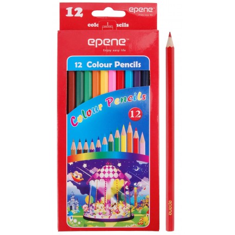 Creioane colorate, corp hexagonal, 12 culori/set, EPENE