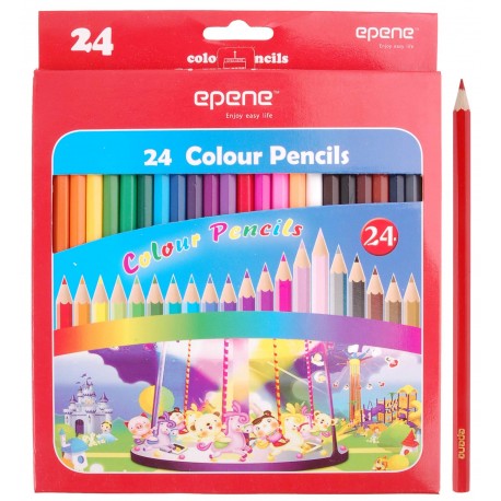 Creioane colorate, corp hexagonal, 24 culori/set, EPENE