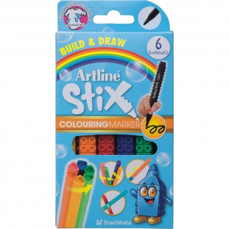 Marker pentru colorat ARTLINE Stix, varf rotund 1.2mm, lavabil, 6 buc/set