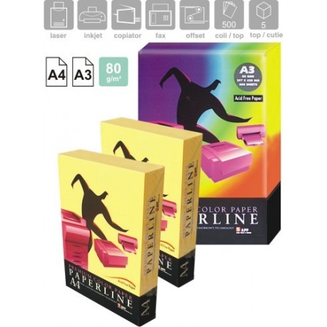 Hartie color pentru copiator si imprimanta, A3, 80g/mp, Paperline - green