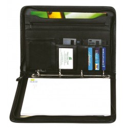 Mapa conferinte A4, cu inele, imitatie piele neagra, FALCON