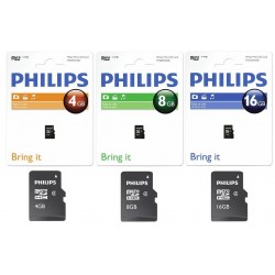 Card memorie Micro SDHC, cu adaptor SD, clasa 4, PHILIPS - 16GB