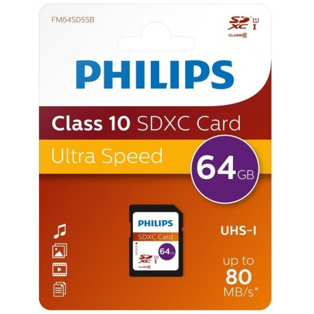 Card memorie SDXC, clasa 10, PHILIPS - 64GB