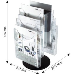 Display modular de birou, 6 x A4, rotativ, pentru pliante, HELIT - transparent cristal
