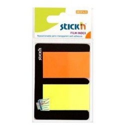 Stick index plastic transparent color 45 x 25 mm, 2 x 25 file/set, Stick"n - 2 culori neon