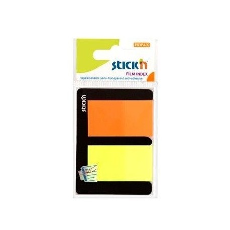 Stick index plastic transparent color 45 x 25 mm, 2 x 25 file/set, Stick"n - 2 culori neon