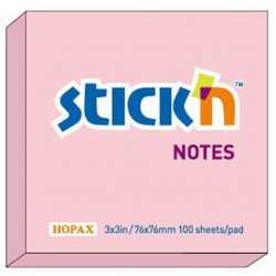 Notes autoadeziv 76 x 76 mm, 100 file, Stick"n - roz pastel