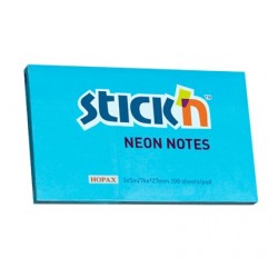 Notes autoadeziv 76 x 127 mm, 100 file, Stick"n - albastru neon