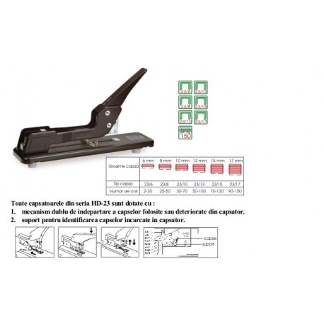 Capsator cu brat lung, 150 coli, KANGARO HD-23L-17