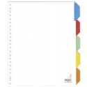 Separatoare carton alb cu margine color, A4, 5 culori/set, KANGARO