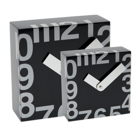 Ceas patrat de perete, 250 x 250 mm, cifre arabe, TIQ - lemn negru