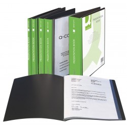 Dosar de prezentare personalizabil, cu 20 folii, A4, coperta rigida, Q-Connect - negru