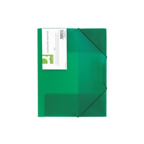 Mapa plastic cu elastic pe colturi, 400 microni, Q-Connect - verde transparent