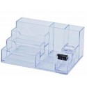 Suport plastic pentru accesorii de birou, 7 compartimente, KEJEA - transparent