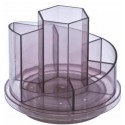 Suport plastic pentru accesorii de birou, rotativ, 7 compartimente, KEJEA - fumuriu