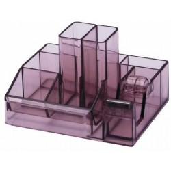 Suport plastic pentru accesorii de birou, 8 compartimente, 148 x 87mm, KEJEA - fumuriu