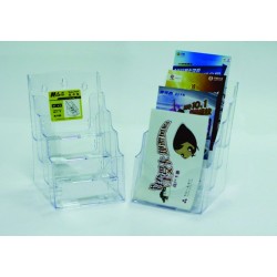 Display plastic pentru brosuri, de birou/perete, 4 x A5, KEJEA - transparent